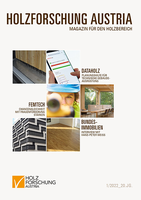 Cover of the magazine for the wood sector of Holzforschung Austria 1 2022.