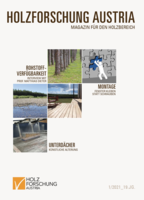 Cover of the magazine for the wood sector of Holzforschung Austria 1 2021.
