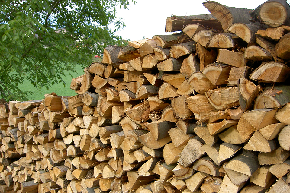 Brennholzstapel in der freien Natur.
